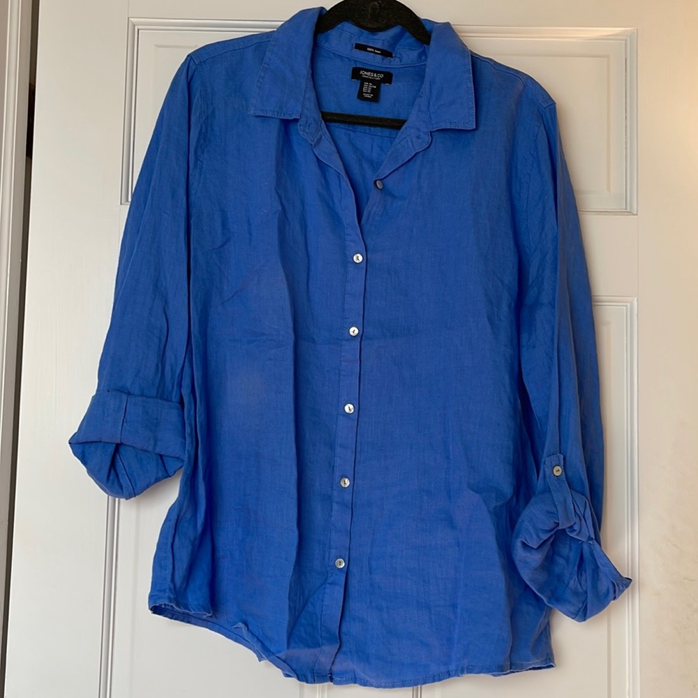 Jones & Co Jones New York Linen shirt periwinkle XL